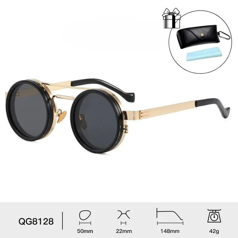 UV400 Rounded Polarized Glasses ND9 Stepless Dimming 1-9 Gears UV Protection Eyewear for Men Beach Shady Rays Frames Sunglasses with ND Filter Lenses Anti-Glare Men Gifts