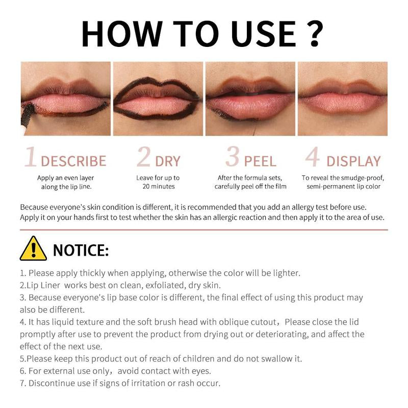 Long-Lasting Lip Liner Tattoo, 3 Counts Peel off Lip Liner, Moisturizing Lip Stain, Lip Makeup Tool for Women & Girls, Cosmetic, Mauve Lip Stain