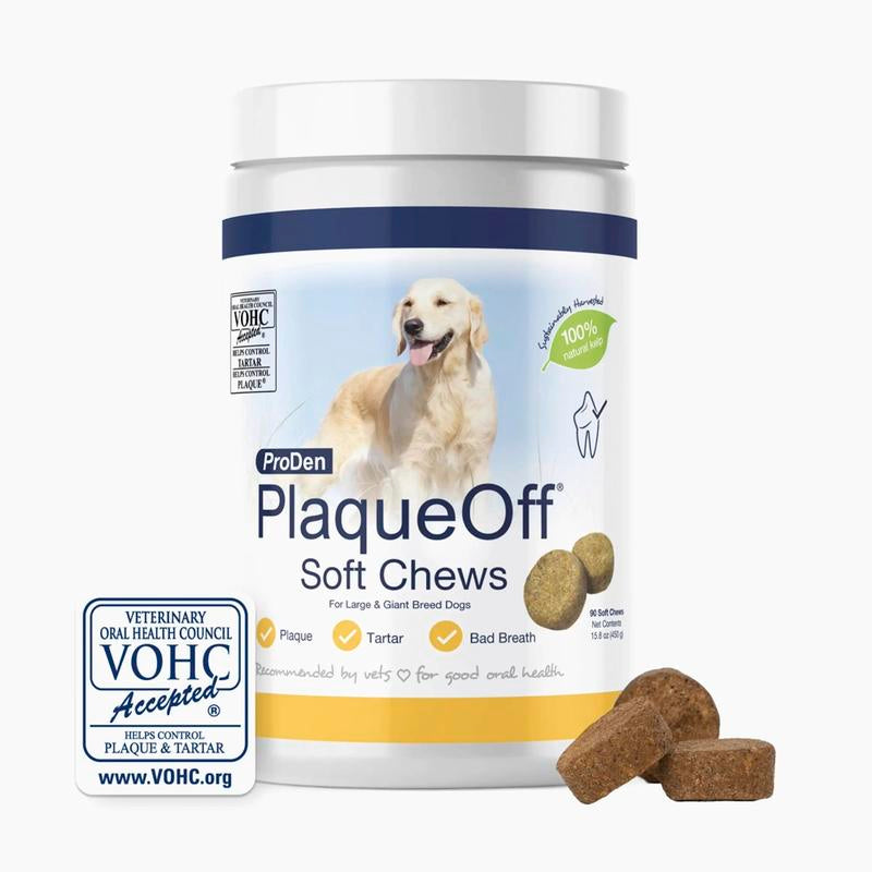 Proden Plaqueoff Dental Chews for Dogs - Soft Treats with 100% Natural Kelp Ingredient for Reducing Plaque and Freshening Bad Breath