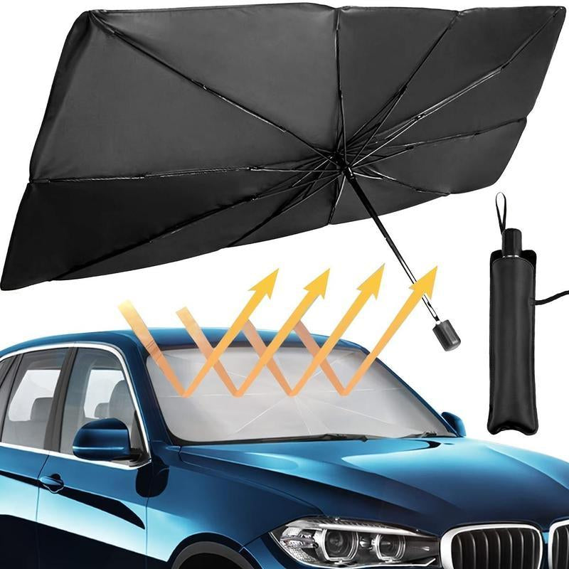 Portable Car Windshield Sunshade, Foldable Windshield Sun Umbrella, Car Exterior Accessories, Car Windshield Cooling Umbrella for Daily