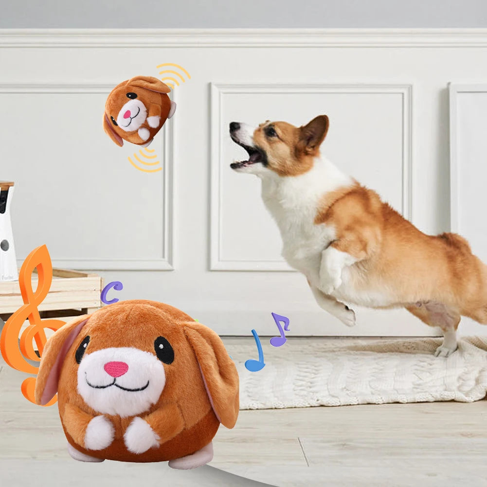 Electronic Pet Dog Toy Plush Doll Ball Talking Pet Bouncing Jump Ball Active Moving Pet Plush Toy Bite Resistant Interactive Toy