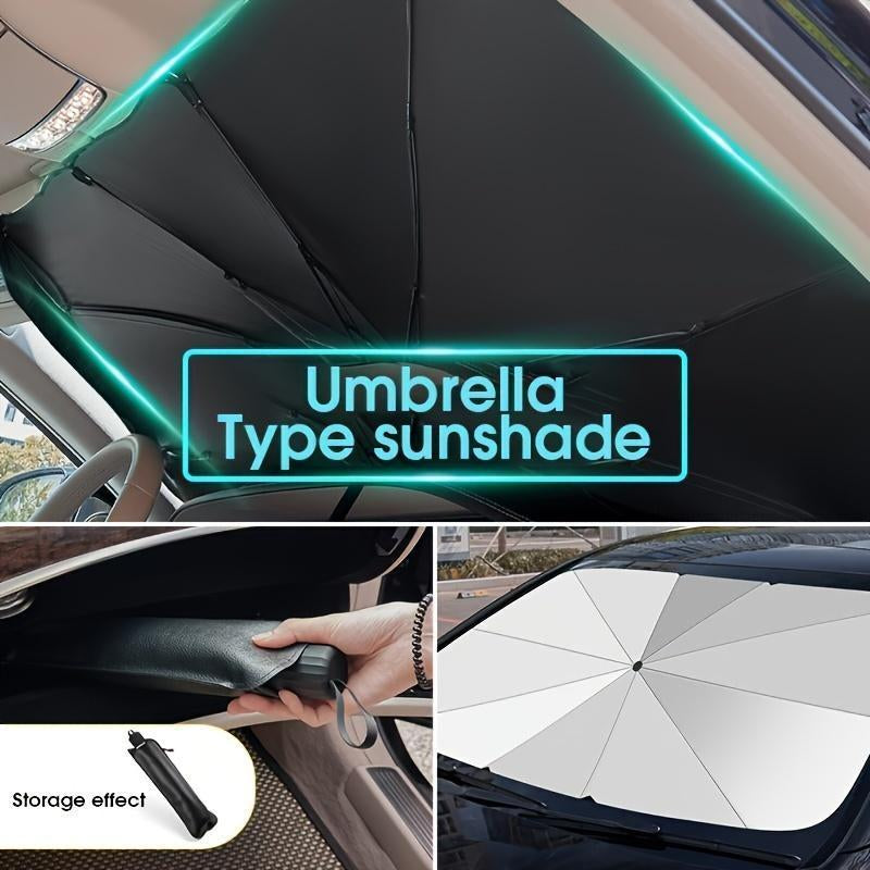 Portable Car Windshield Sunshade, Foldable Windshield Sun Umbrella, Car Exterior Accessories, Car Windshield Cooling Umbrella for Daily