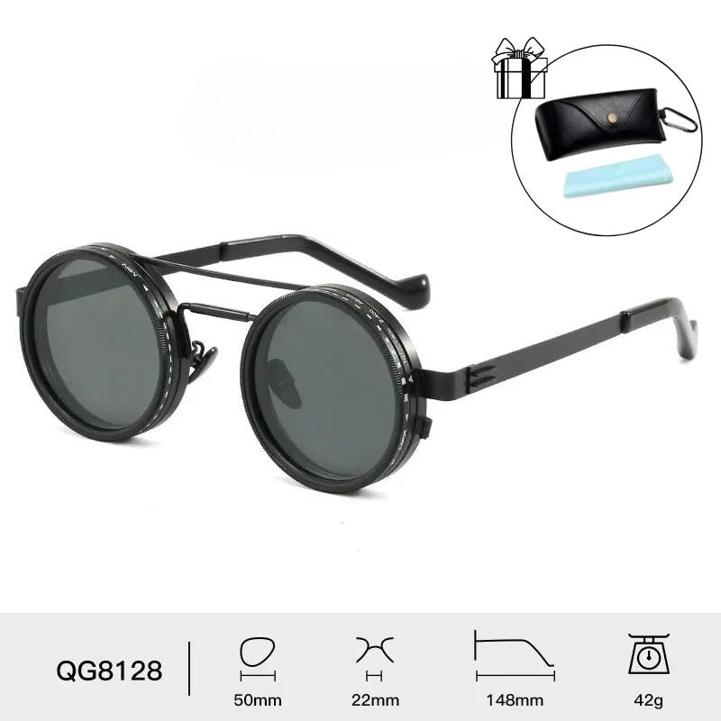 UV400 Rounded Polarized Glasses ND9 Stepless Dimming 1-9 Gears UV Protection Eyewear for Men Beach Shady Rays Frames Sunglasses with ND Filter Lenses Anti-Glare Men Gifts