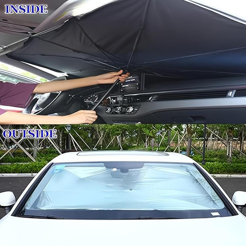 Portable Car Windshield Sunshade, Foldable Windshield Sun Umbrella, Car Exterior Accessories, Car Windshield Cooling Umbrella for Daily