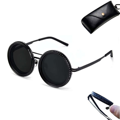 UV400 Rounded Polarized Glasses ND9 Stepless Dimming 1-9 Gears UV Protection Eyewear for Men Beach Shady Rays Frames Sunglasses with ND Filter Lenses Anti-Glare Men Gifts