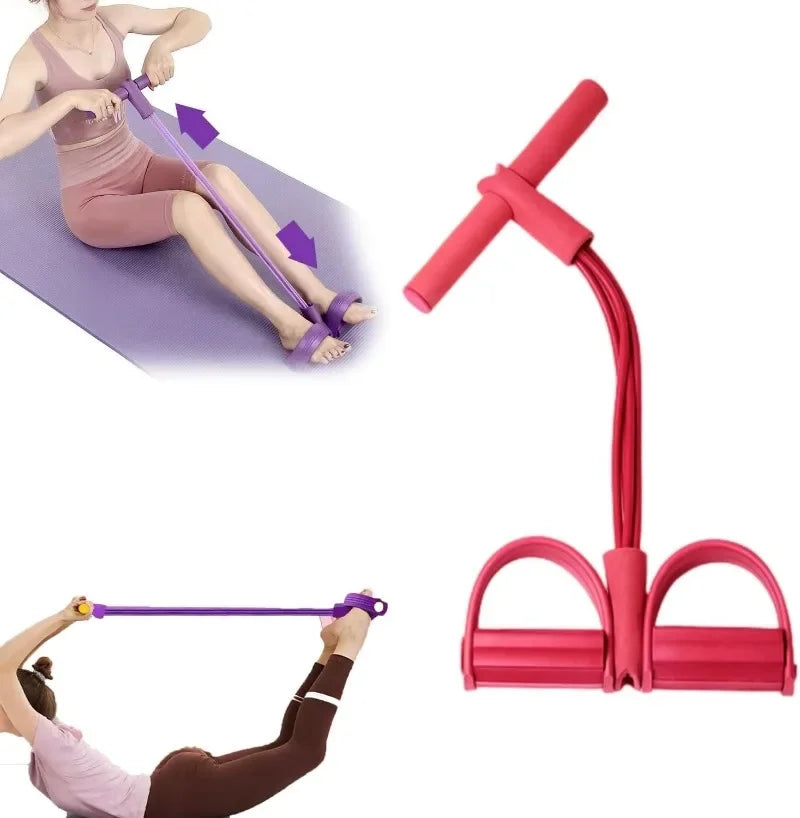 21 Fitness Resistance Bands 4 Tube Pedal Ankle Puller Exercise Stretching for Arm and Leg Workouts Ab Training Auxiliary Device
