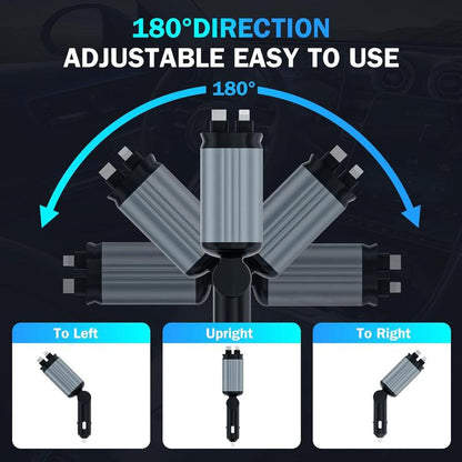 Car Charger with Starlight, 4 in 1 Retractable 66W USB C Car Charger with 2 USB Ports, Fast Car Charger Compatible with Iphone 16 and Android
