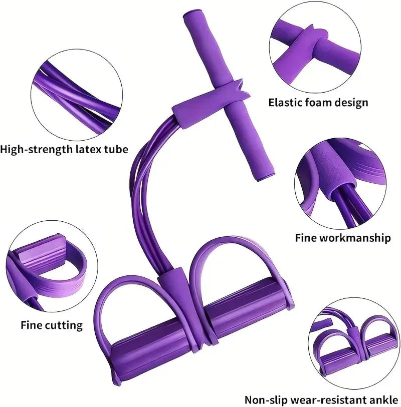 21 Fitness Resistance Bands 4 Tube Pedal Ankle Puller Exercise Stretching for Arm and Leg Workouts Ab Training Auxiliary Device