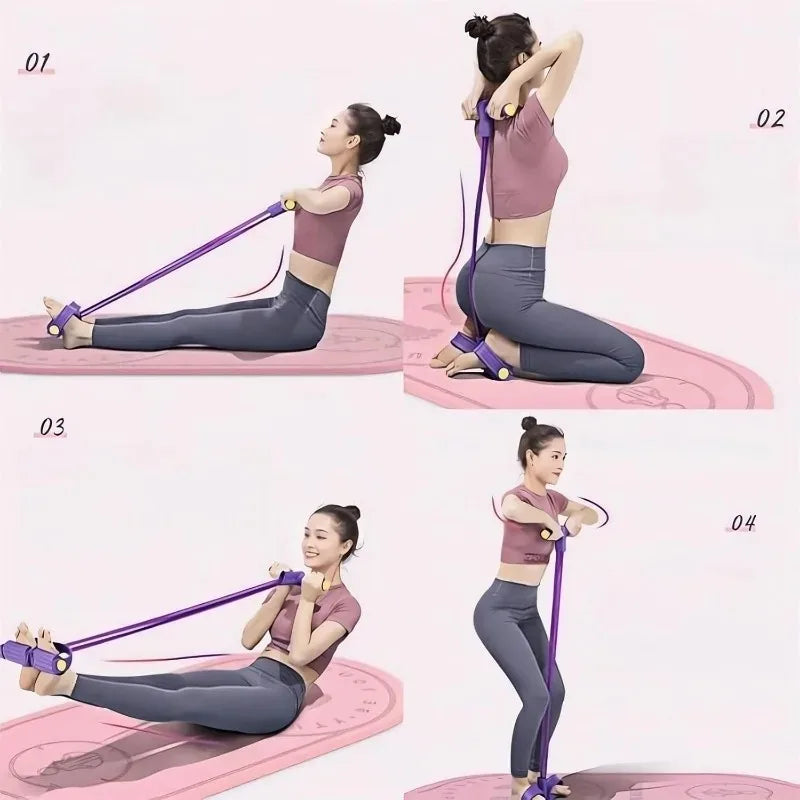 21 Fitness Resistance Bands 4 Tube Pedal Ankle Puller Exercise Stretching for Arm and Leg Workouts Ab Training Auxiliary Device