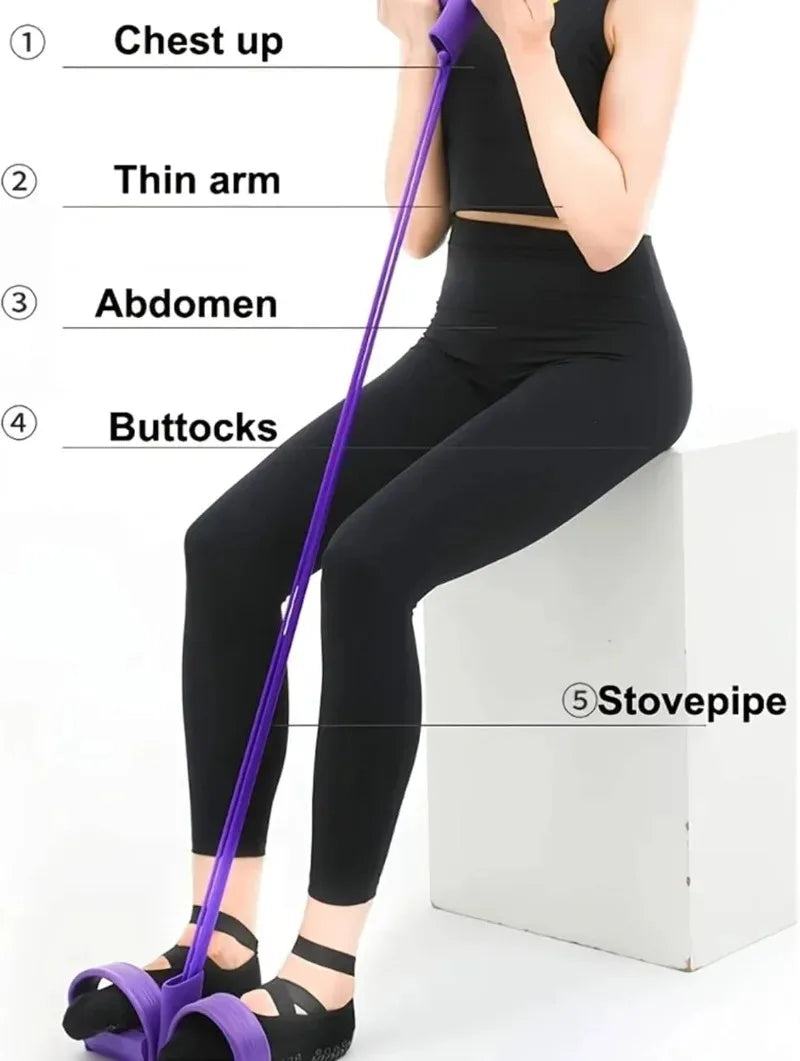 21 Fitness Resistance Bands 4 Tube Pedal Ankle Puller Exercise Stretching for Arm and Leg Workouts Ab Training Auxiliary Device