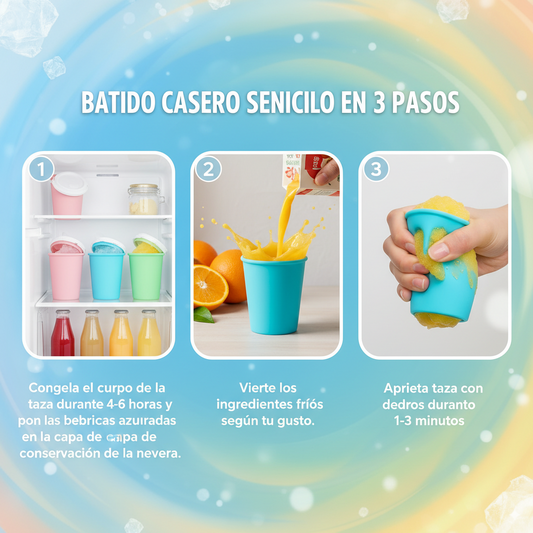 Batido casero en vaso, helado congelado rápidamente, batido de leche, batido de verano, vaso helado casero, vasos portátiles para granizados congelados.