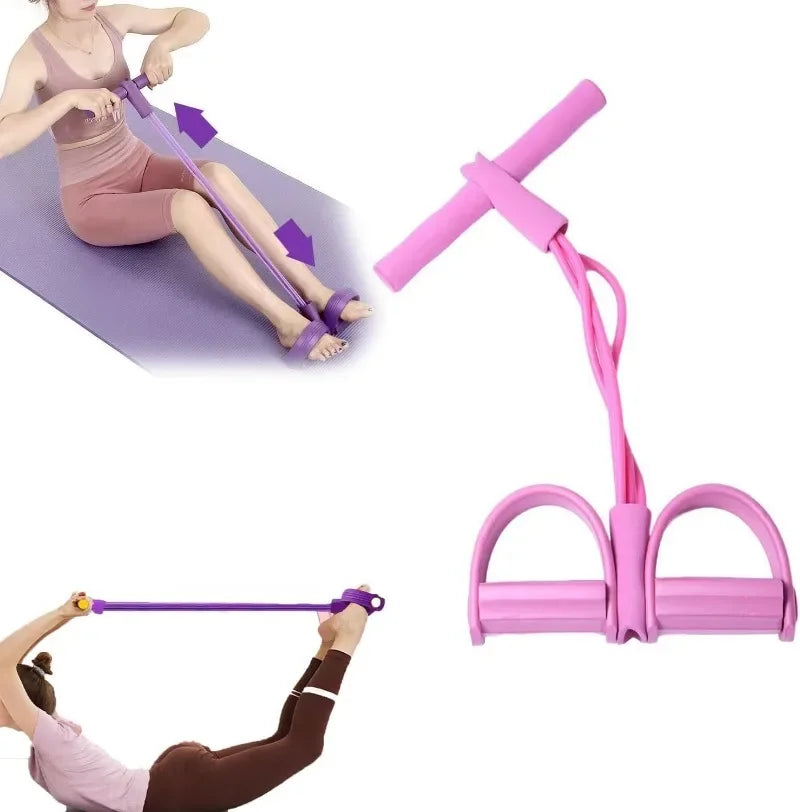 21 Fitness Resistance Bands 4 Tube Pedal Ankle Puller Exercise Stretching for Arm and Leg Workouts Ab Training Auxiliary Device