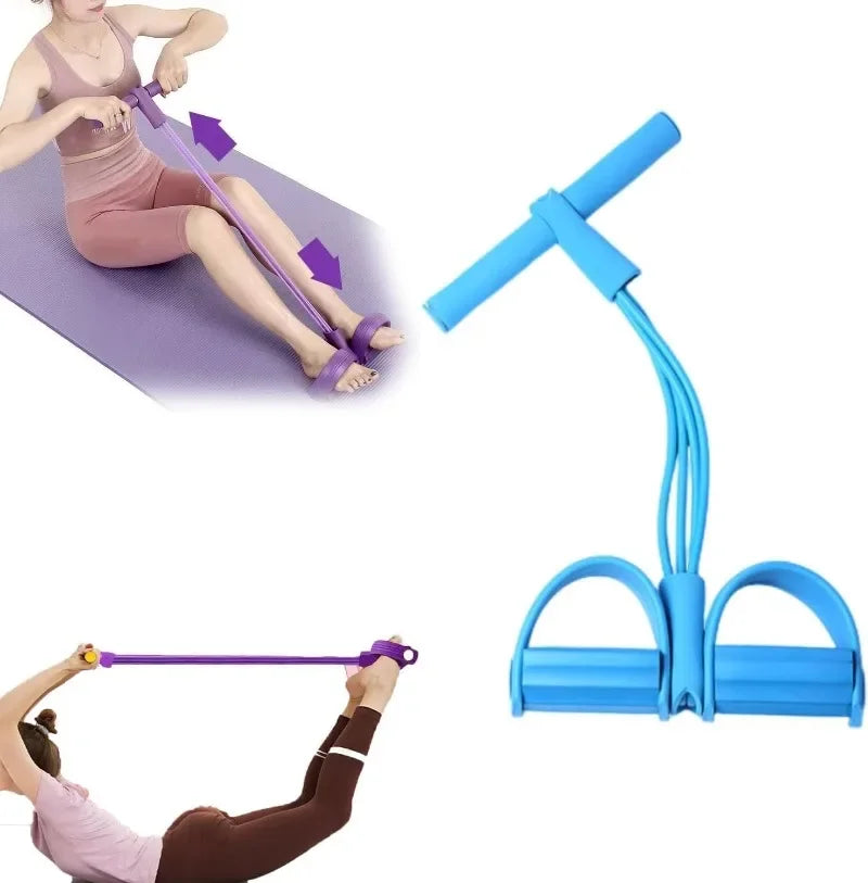 21 Fitness Resistance Bands 4 Tube Pedal Ankle Puller Exercise Stretching for Arm and Leg Workouts Ab Training Auxiliary Device